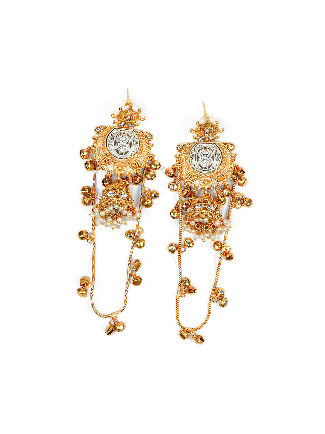 Aanura Gold Plated Temple Statement Earrings