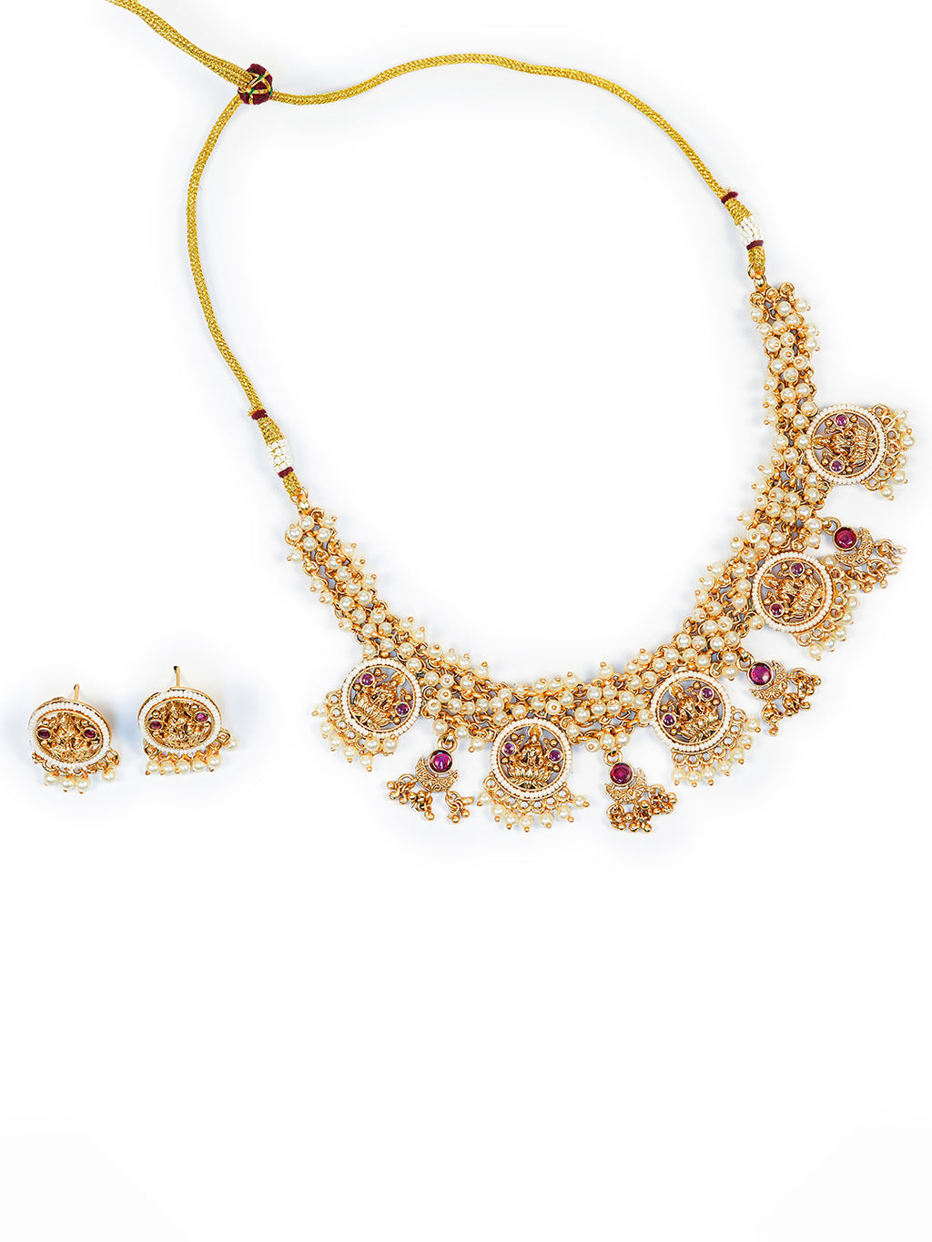 Aanura Traditional Necklace Set in Gold-Plated Finish