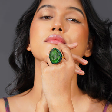 Aanura Gold Stainless Steel Statement Dome Ring