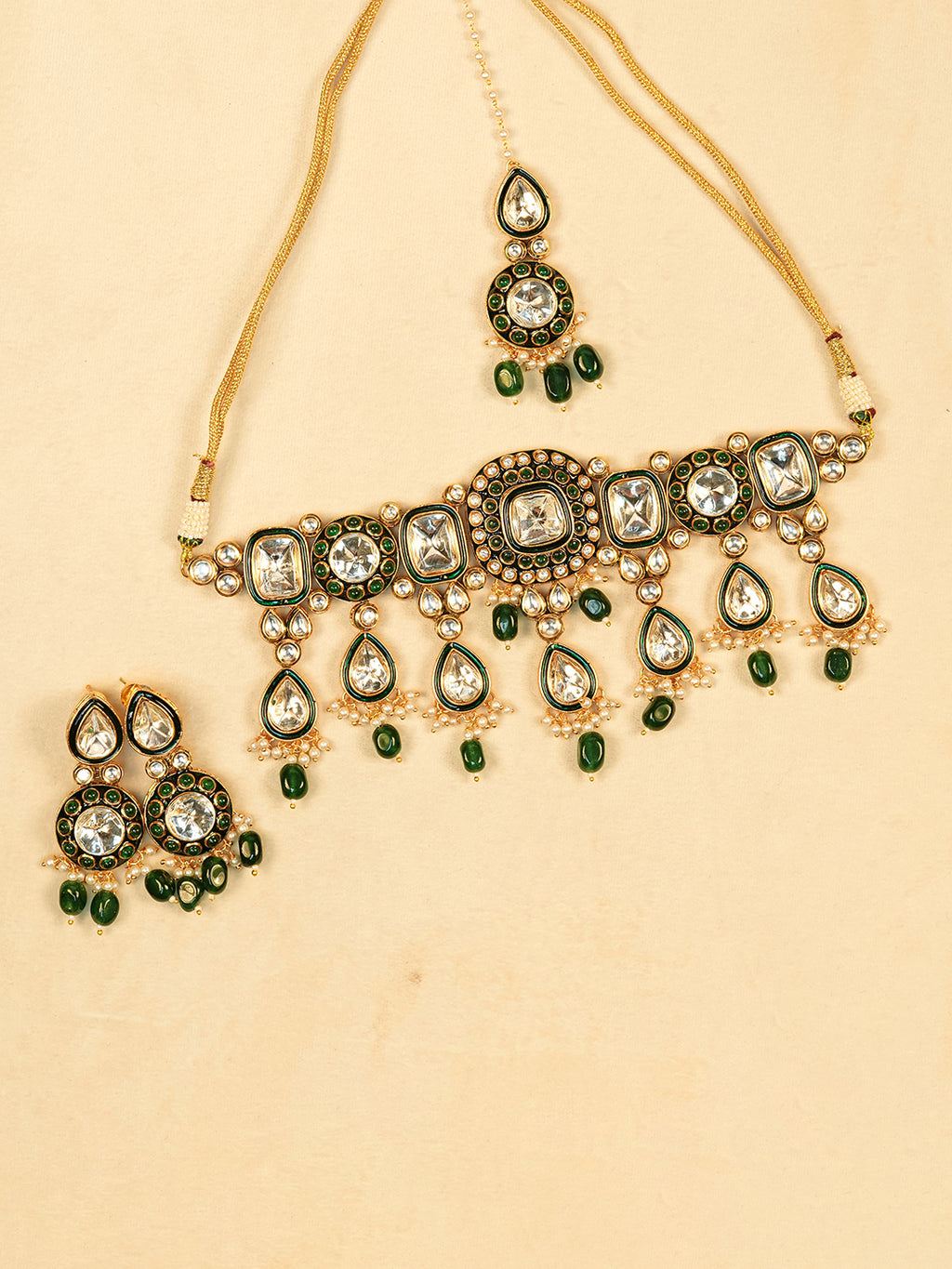 Aanura Gold Plated Traditional Necklace & Earring Set
