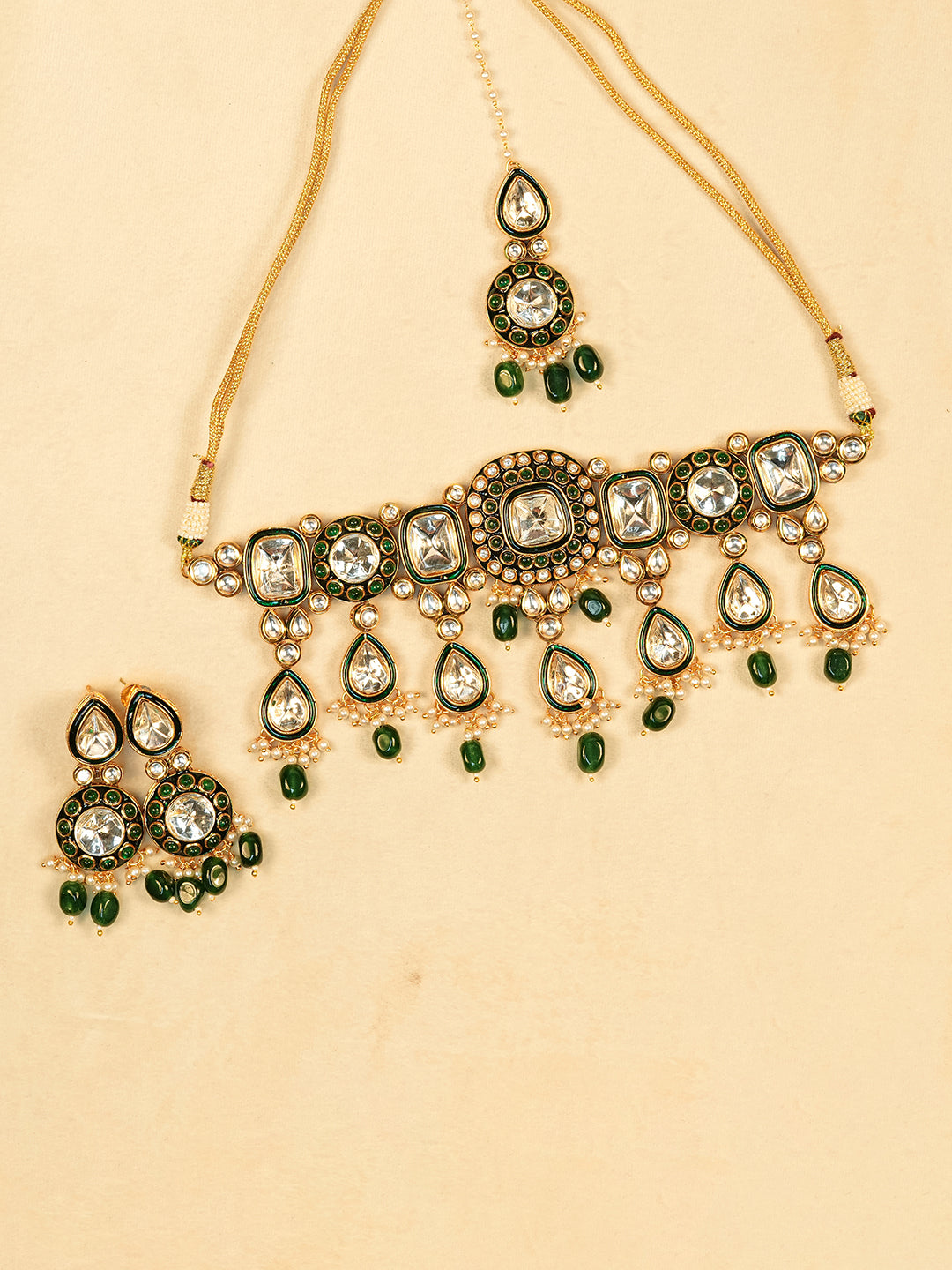 Aanura Gold Plated Traditional Necklace & Earring Set