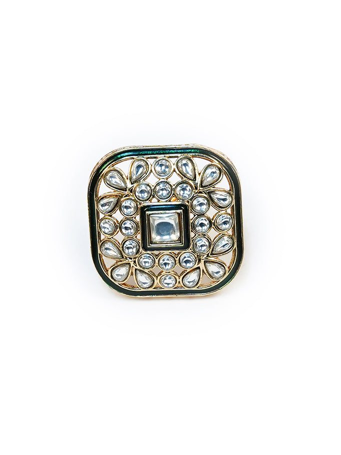 Aanura Ornate Square Adjustable Statement Ring