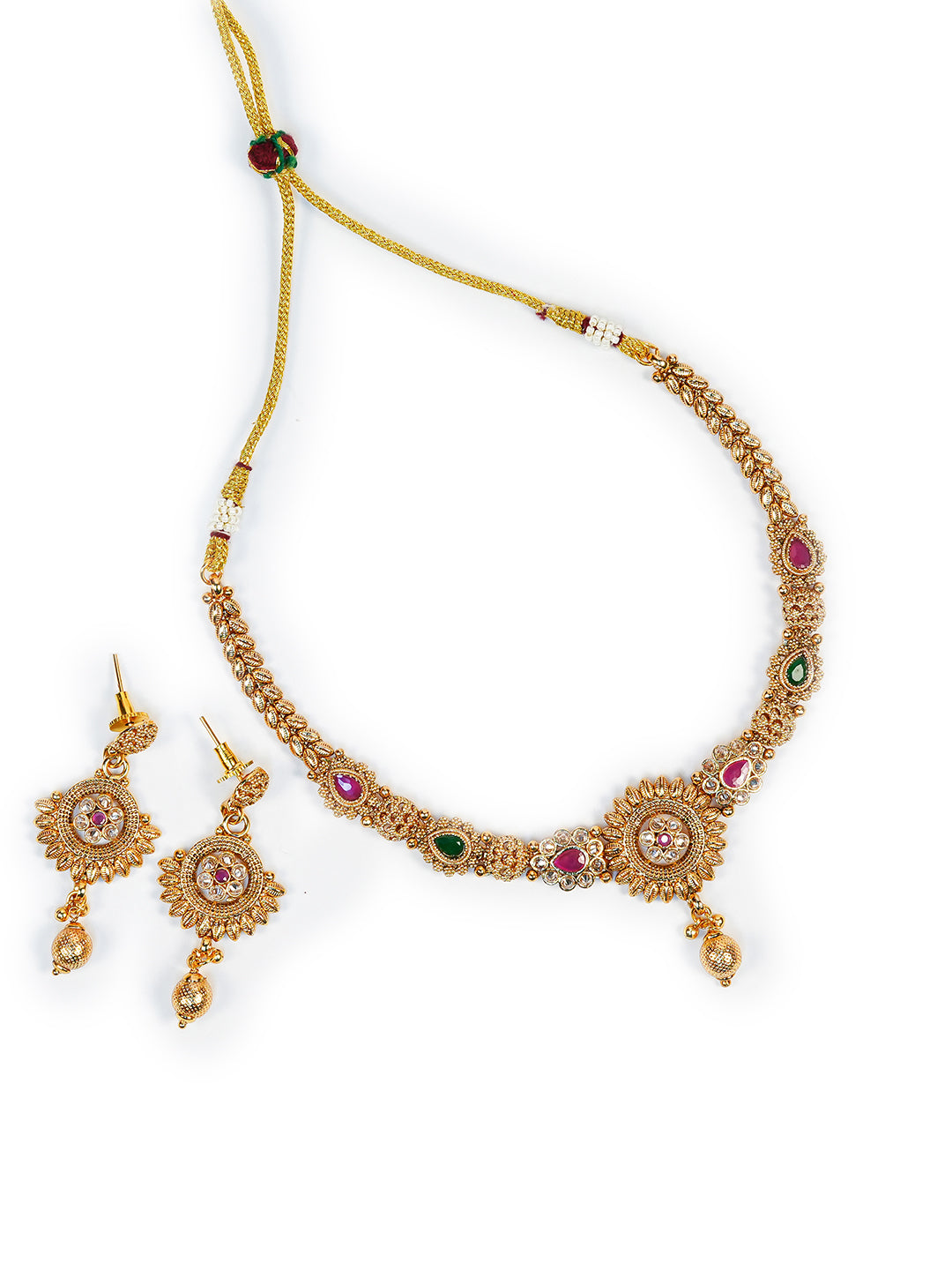 Aanura Gold Plated Sunburst Necklace Set