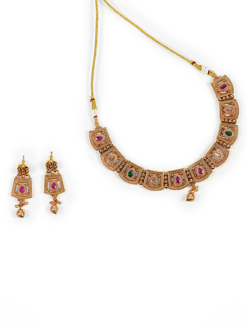 Aanura Gold Plated Heritage Panel Necklace Set