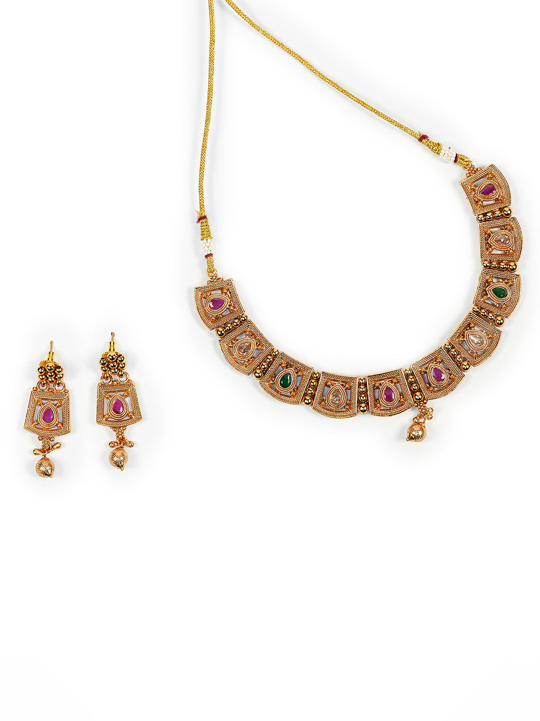 Aanura Gold Plated Heritage Panel Necklace Set