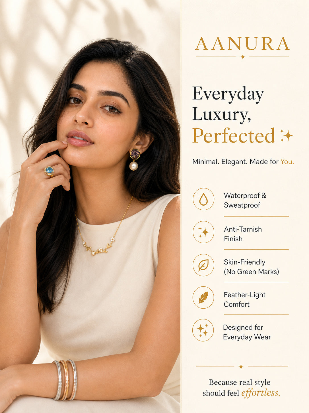 Aanura Bold Geometric Gold Stud Earrings
