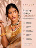 Aanura Gold-Plated Ruby Chandbali Ring