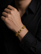 18K Gold Plated Chevron Anti Tarnish Waterproof Steel Bracelet