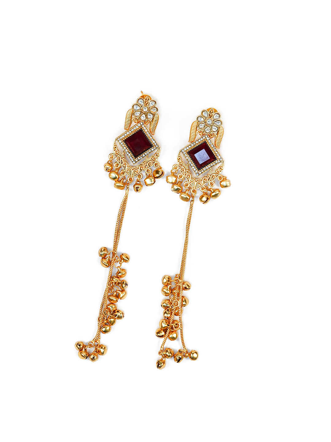 Aanura Gold Plated Royal Drop Jhumka Earrings