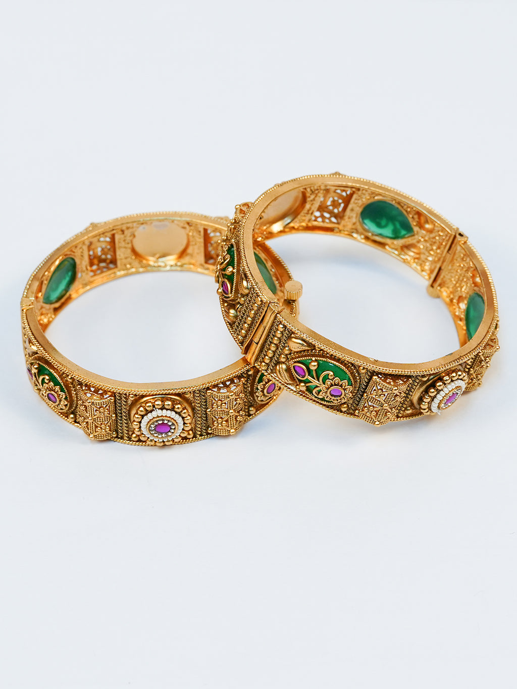 Aanura Gold Plated Royal Enamel Stone Bangle