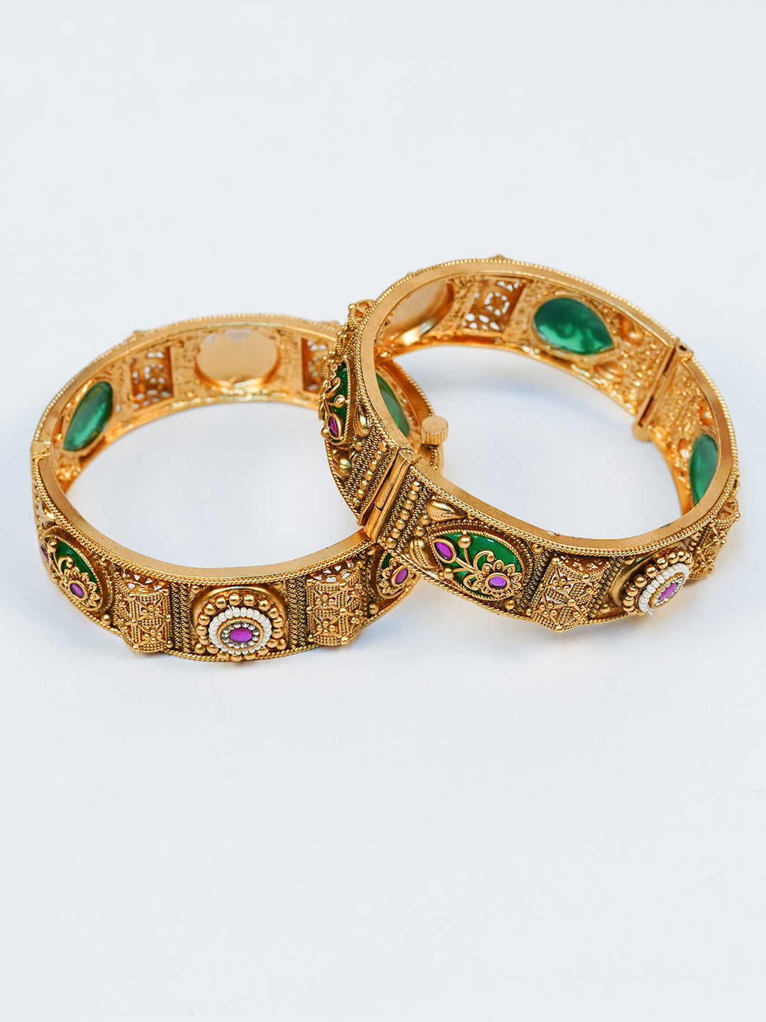 Aanura Gold Plated Royal Enamel Stone Bangle