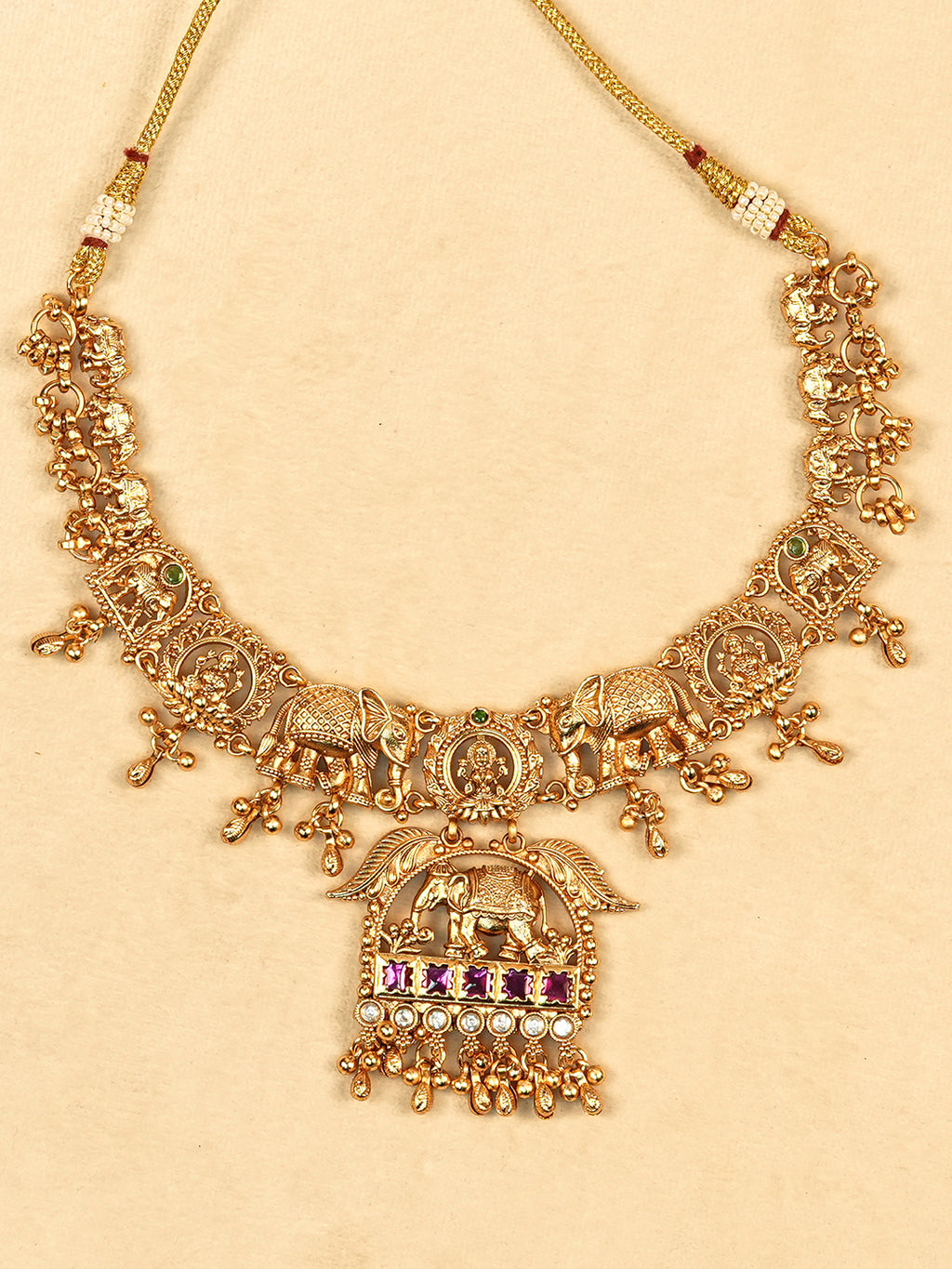 Aanura Gold Plated Heritage Temple Necklace Set