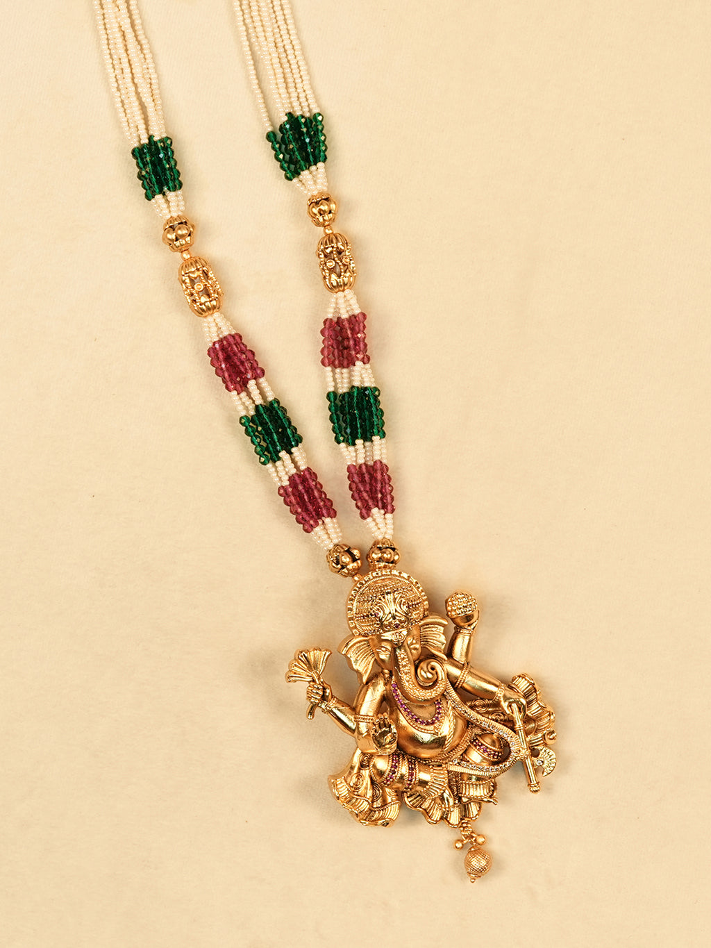 Aanura Gold Plated Sacred Motif Long Necklace Set