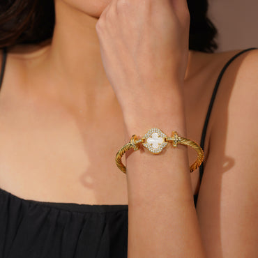 Aanura Luxe Clover Lock Statement Bracelet