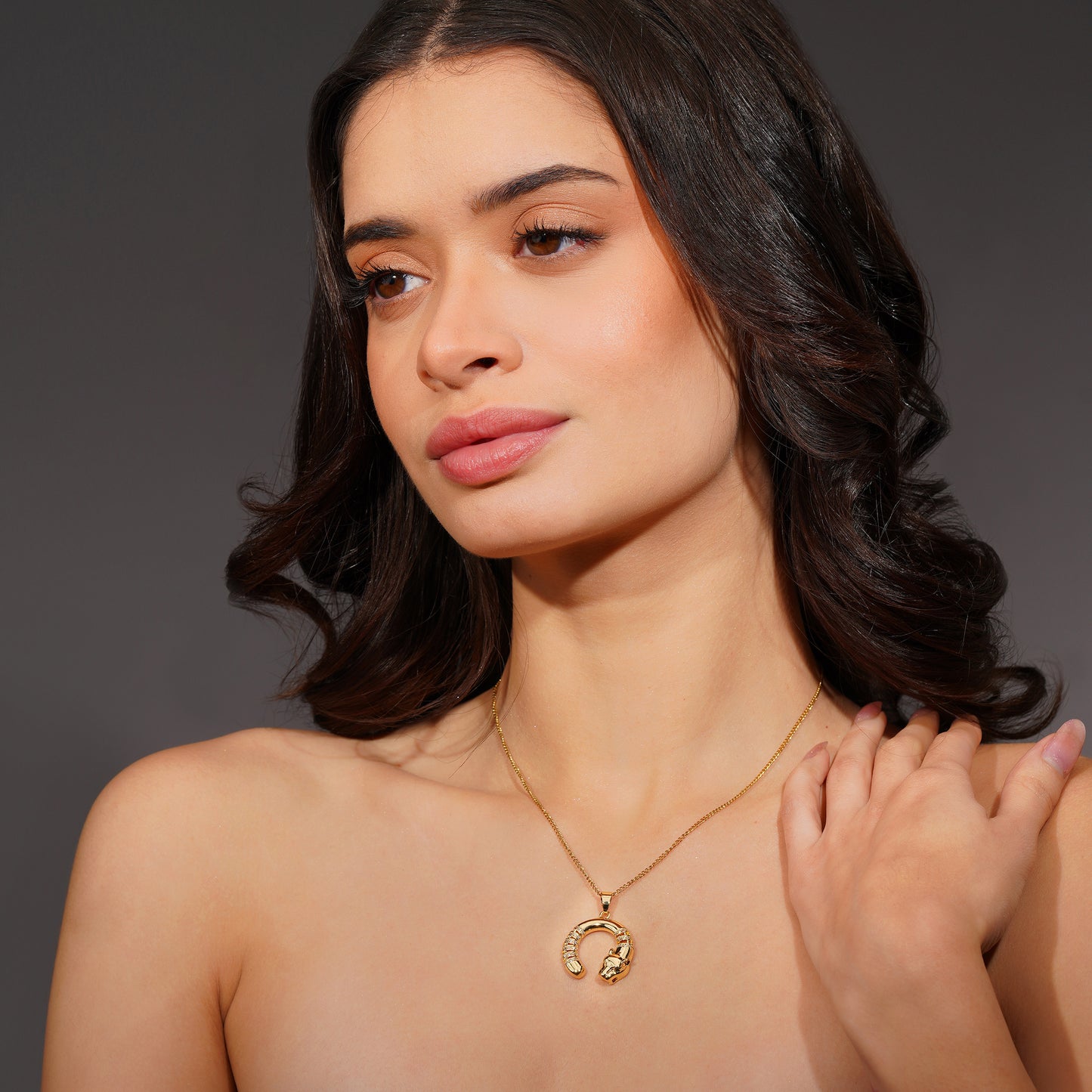 Aanura Crescent Embrace Pendant Necklace