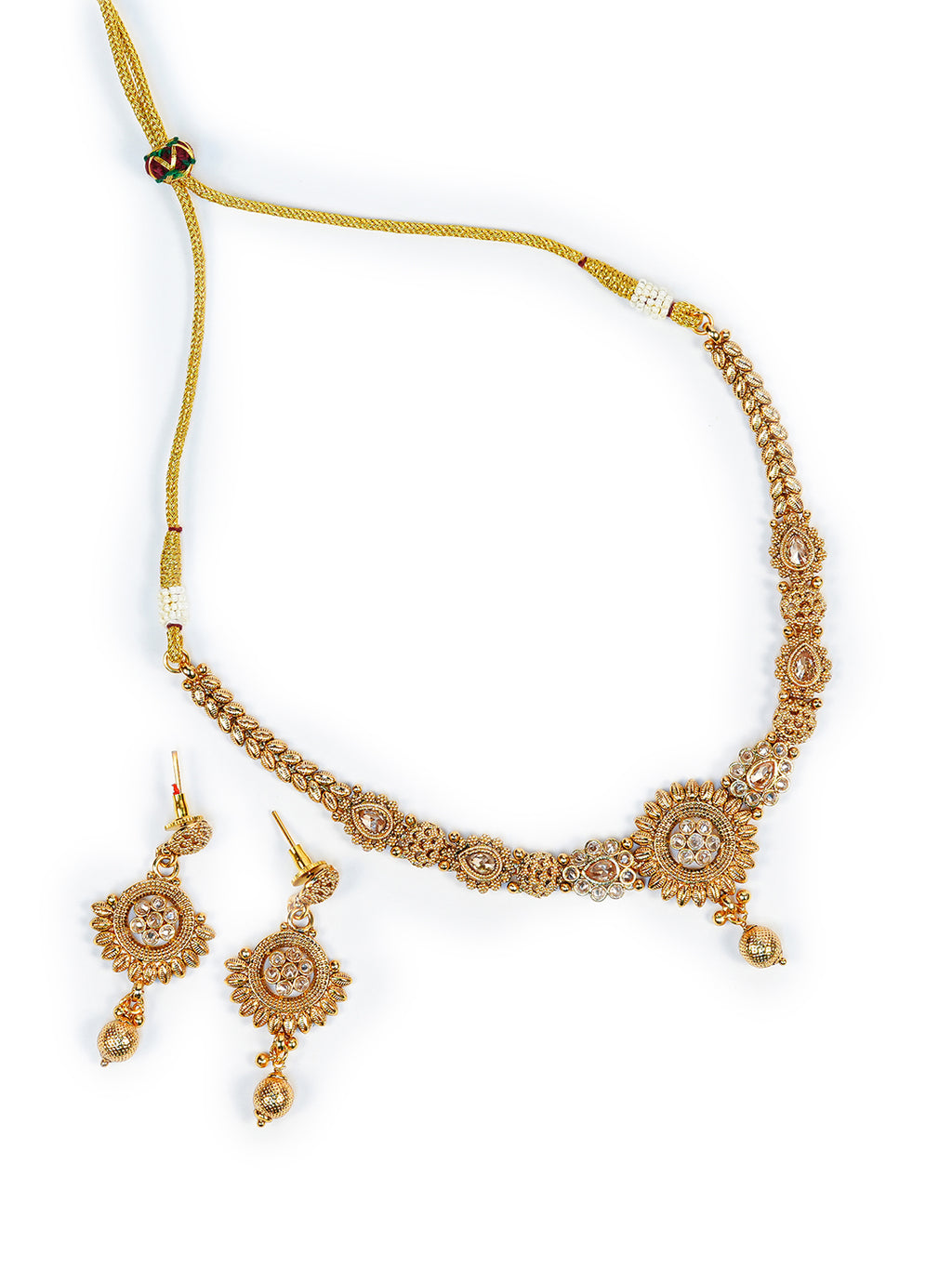 Aanura Gold Plated Sunburst Necklace Set