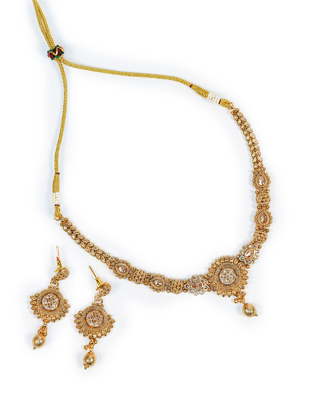 Aanura Gold Plated Sunburst Necklace Set