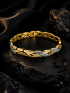 18K Gold & Rhodium Silver Imperial Link Bracelet for Men