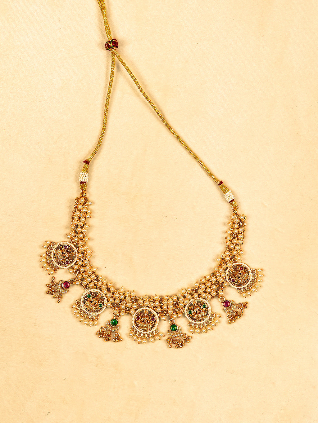 Aanura Traditional Necklace Set in Gold-Plated Finish