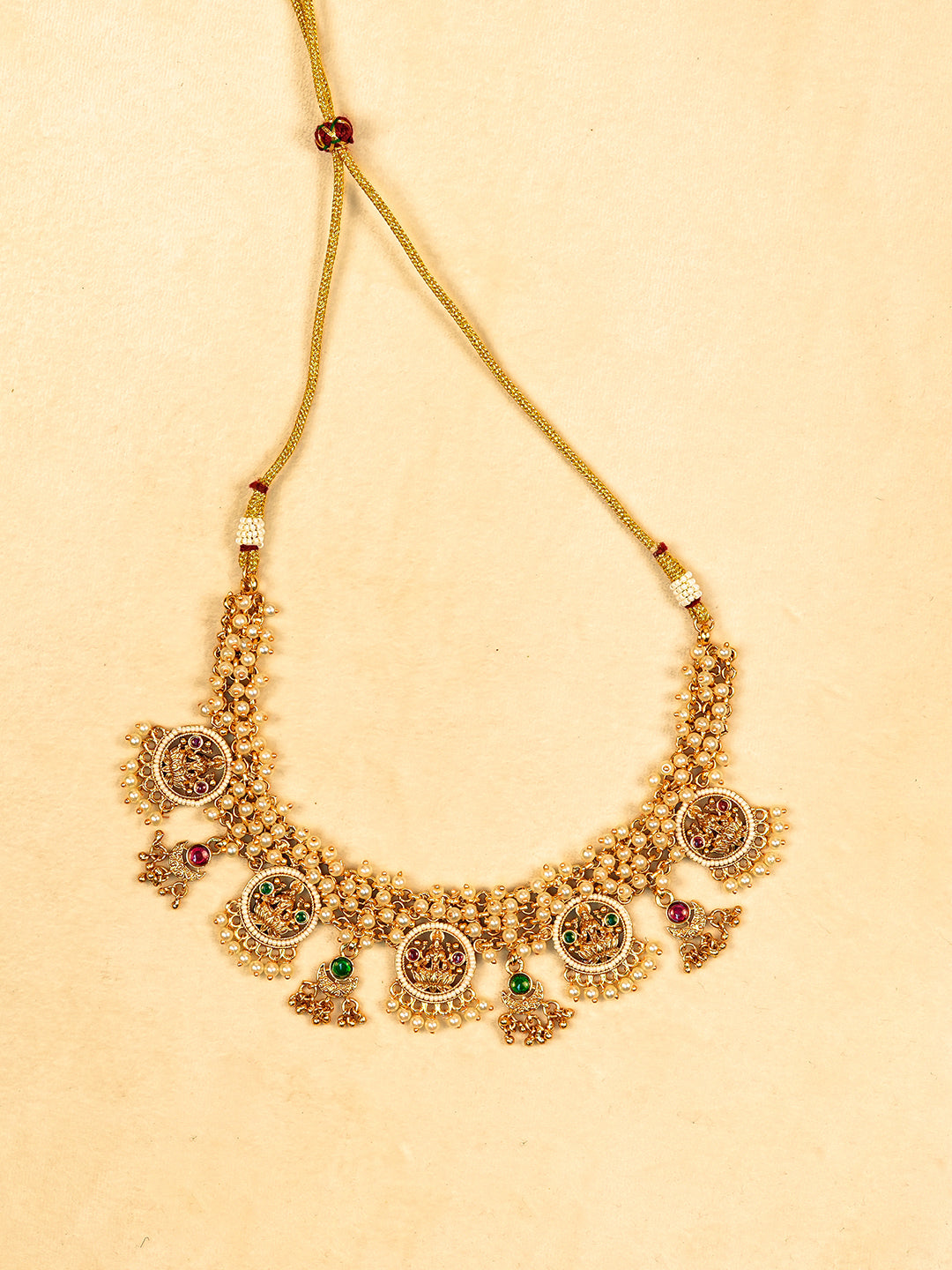 Aanura Traditional Necklace Set in Gold-Plated Finish