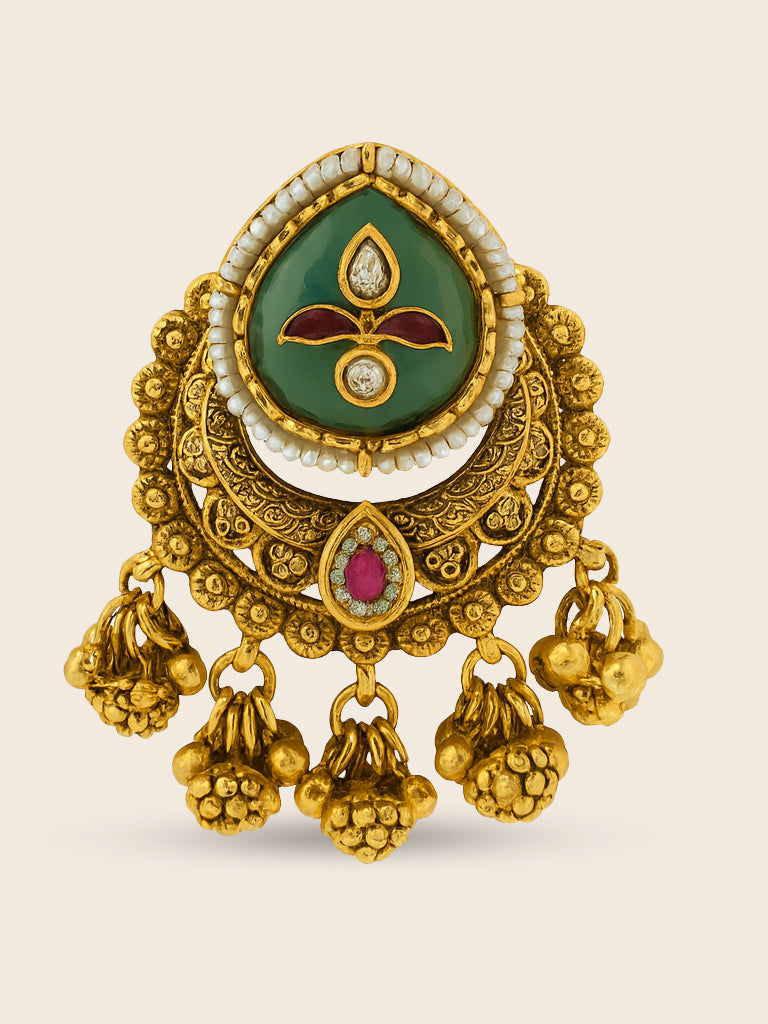 Aanura Gold-Plated Ruby Green Heritage Ring