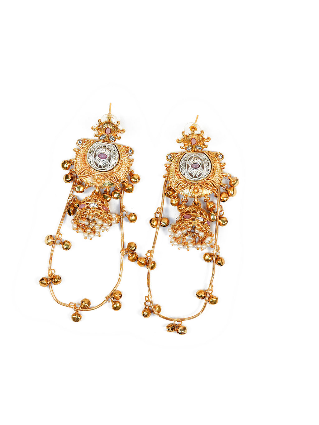 Aanura Gold Plated Temple Statement Earrings