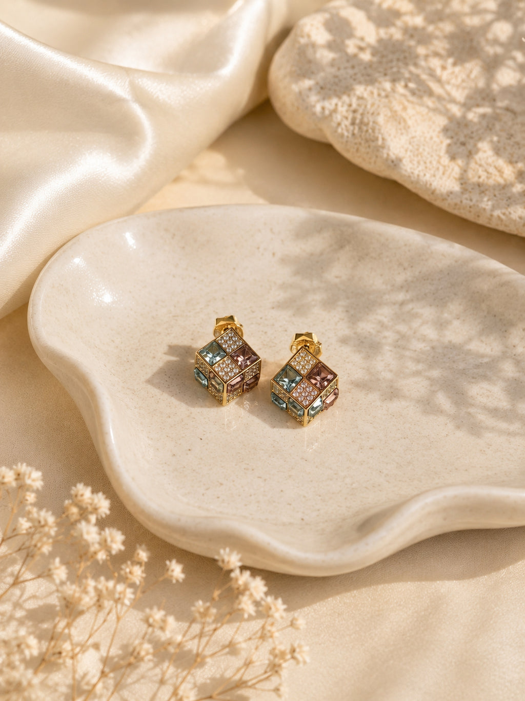 Aanura Gold Plated Cubic Crystal Earrings