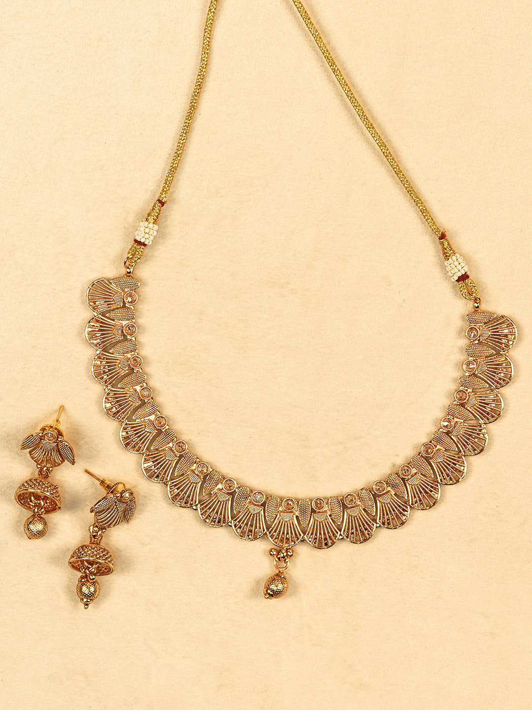 Aanura Gold Plated Scallop Necklace Set