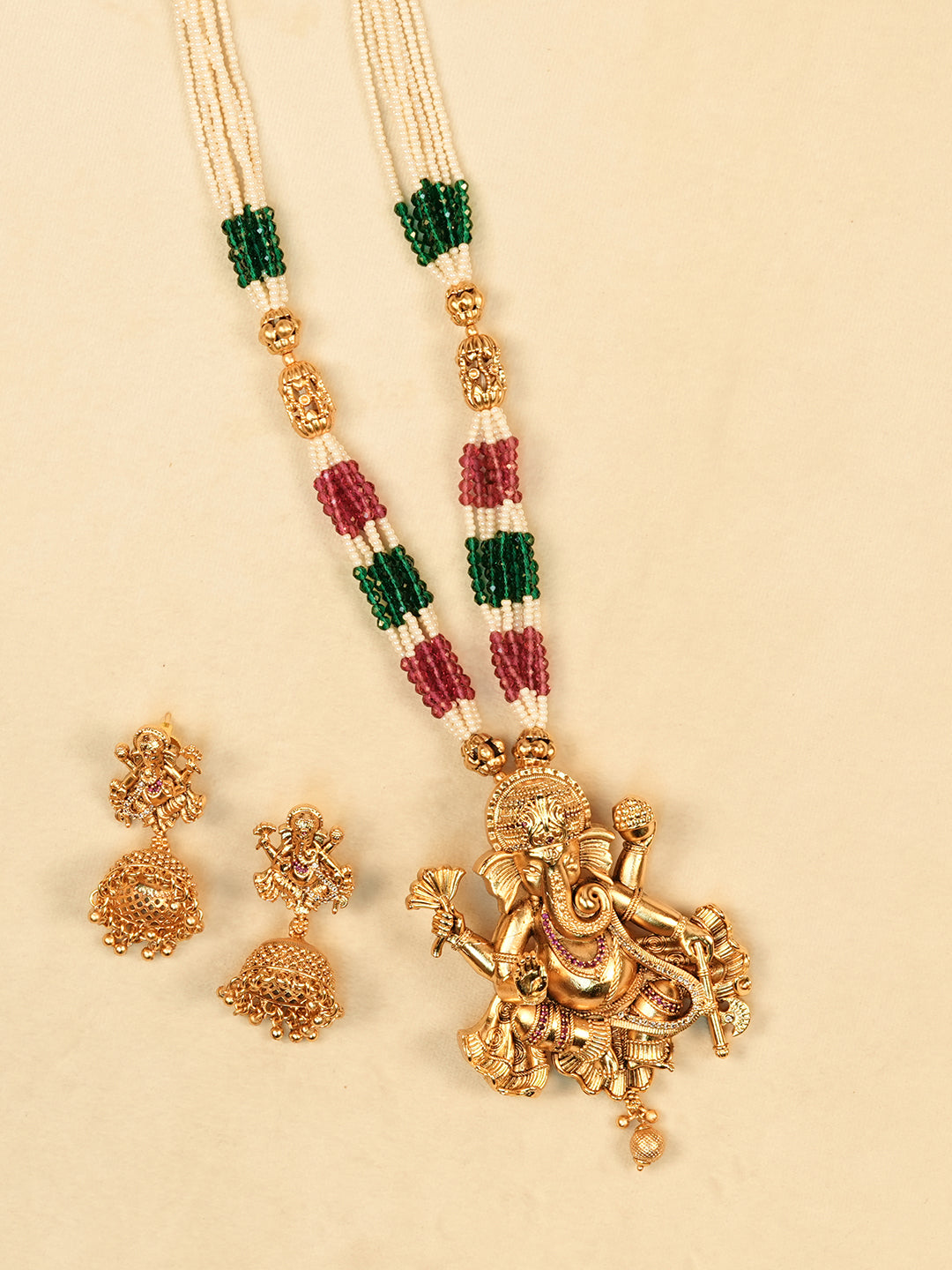 Aanura Gold Plated Sacred Motif Long Necklace Set
