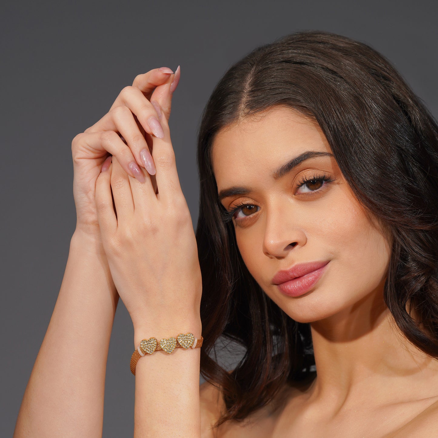 Aanura Triple Heart Mesh Adjustable Bracelet