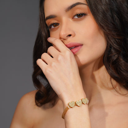 Aanura Triple Heart Mesh Adjustable Bracelet