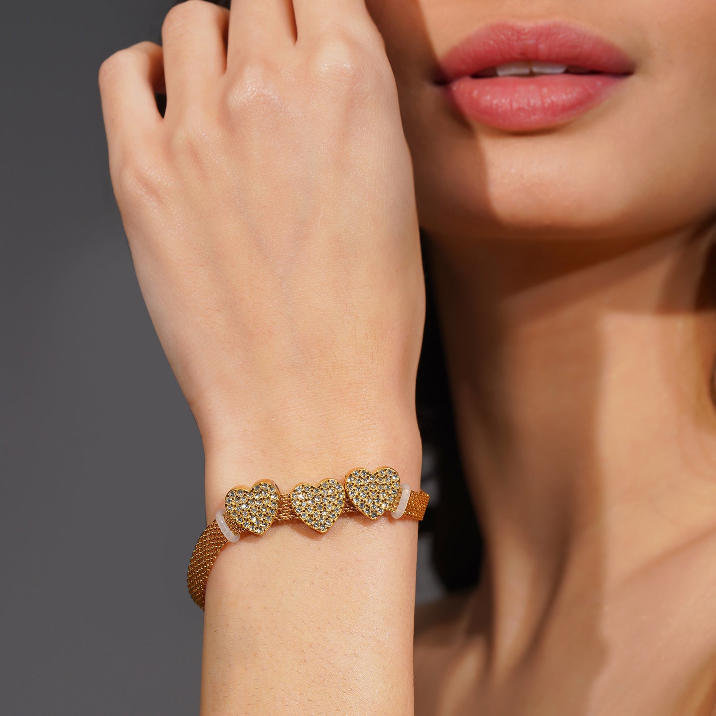 Aanura Triple Heart Mesh Adjustable Bracelet