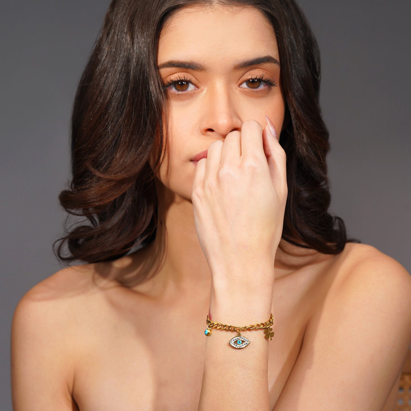 Aanura Evil Eye Charm Adjustable Chain Bracelet