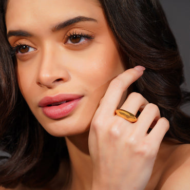 Aanura Gold Plated Sculpted Dome Ring