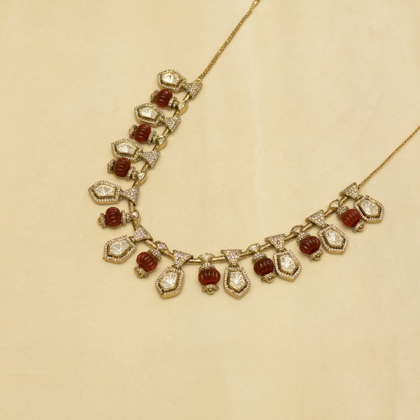 Aanura Silver-Plated Navratna Necklace & Earrings