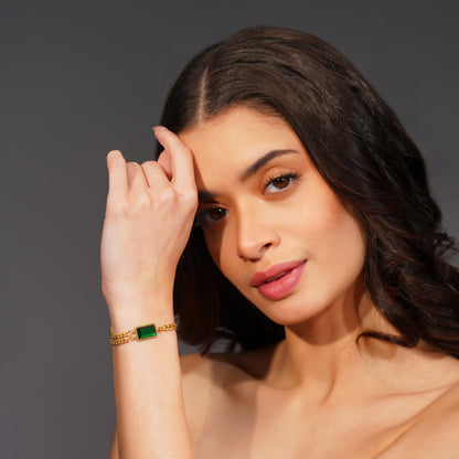 Aanura Rectangular Stone Adjustable Chain Bracelet