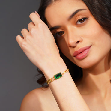 Aanura Rectangular Stone Adjustable Chain Bracelet