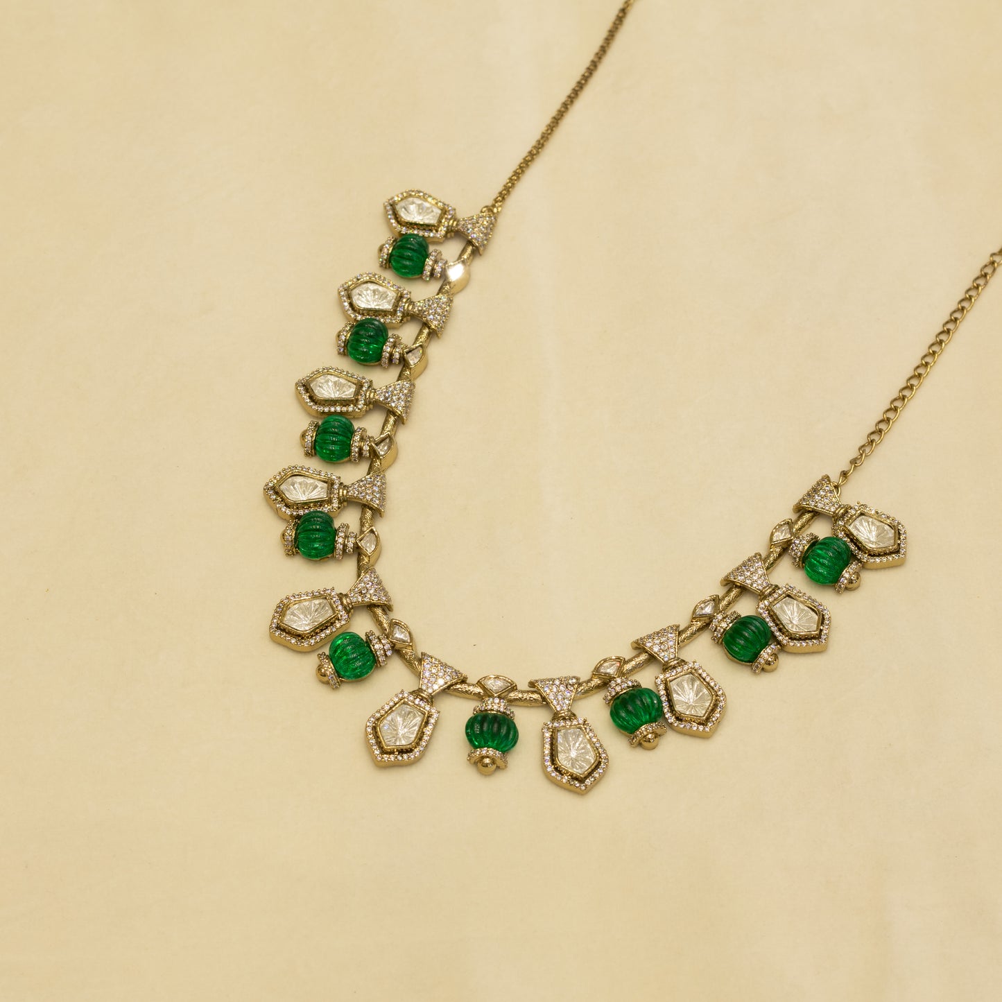 Aanura Silver-Plated Navratna Necklace & Earrings