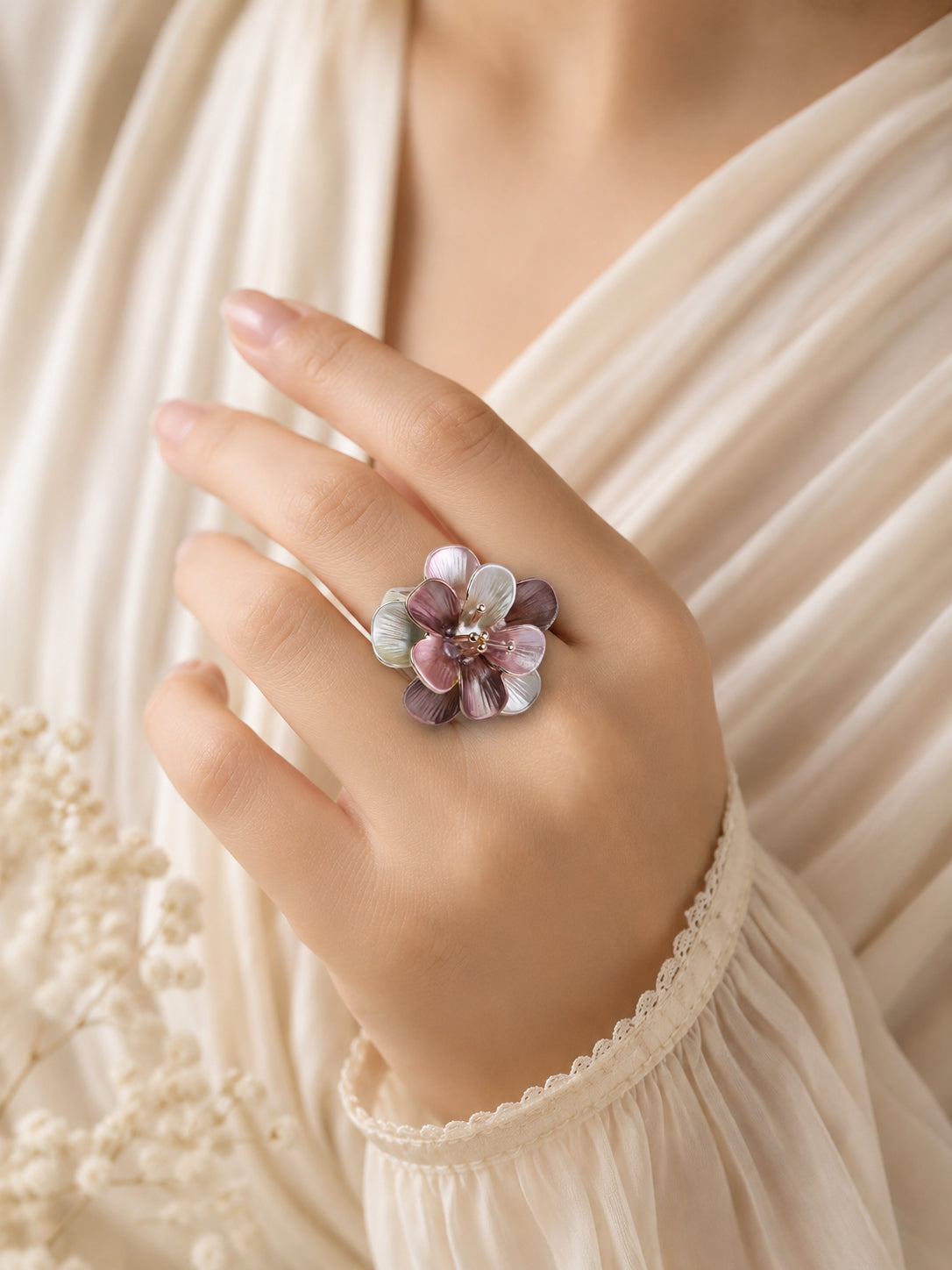 18K Gold Plated Flower Anti-Tarnish Waterproof Ring
