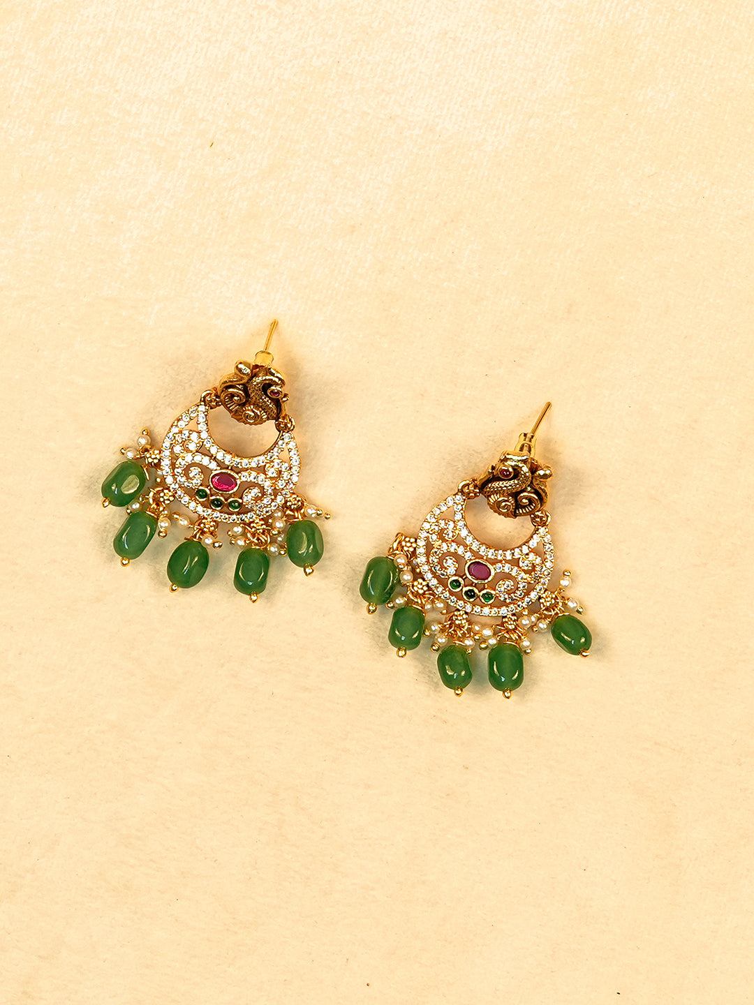Aanura Gold Plated Temple Necklace & Earring Set