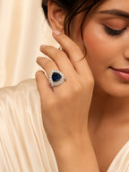 Rhodium Plated Crystal Halo Anti-Tarnish Waterproof Ring