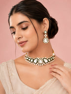 Aanura Kundan Choker Necklace Set with Matching Earrings