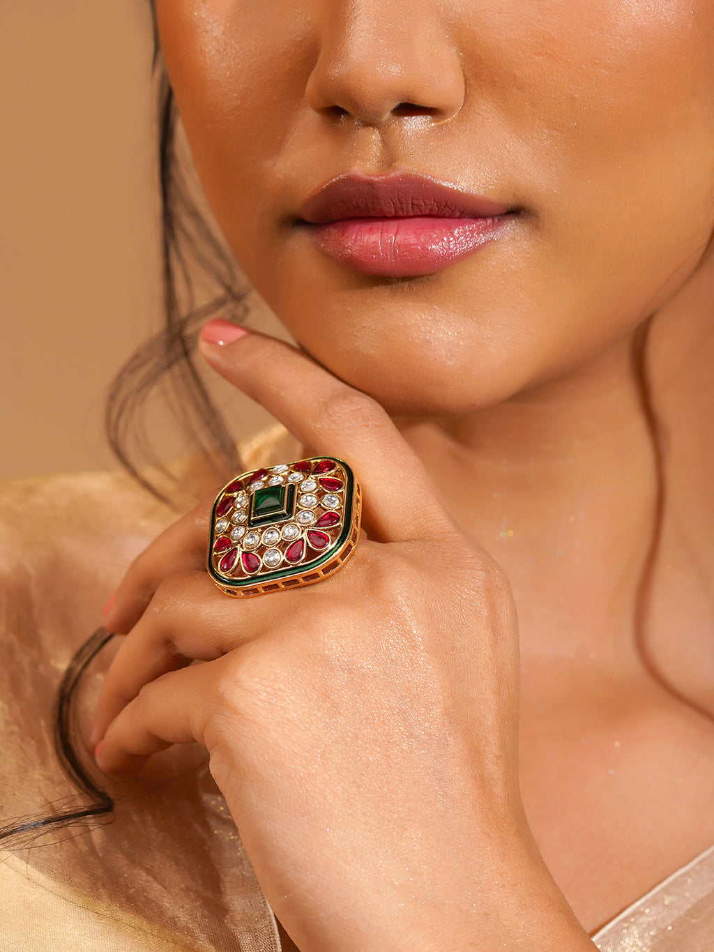 Aanura Ornate Square Adjustable Statement Ring