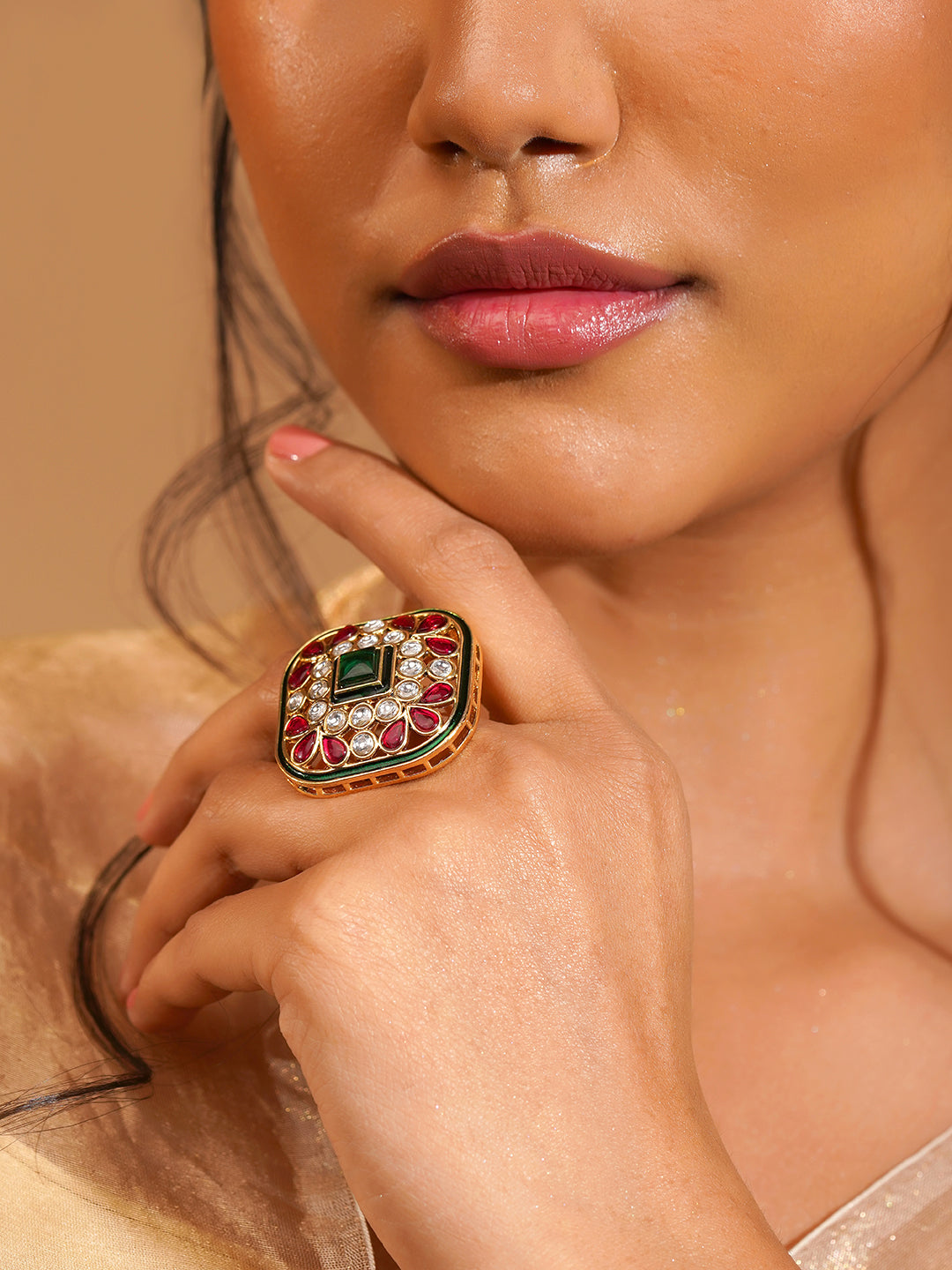 Aanura Ornate Square Adjustable Statement Ring