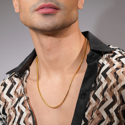 Aanura Gold Flat Chain Chain For Men
