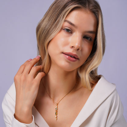 Aanura Navira Multi-Stone Linear Drop Necklace
