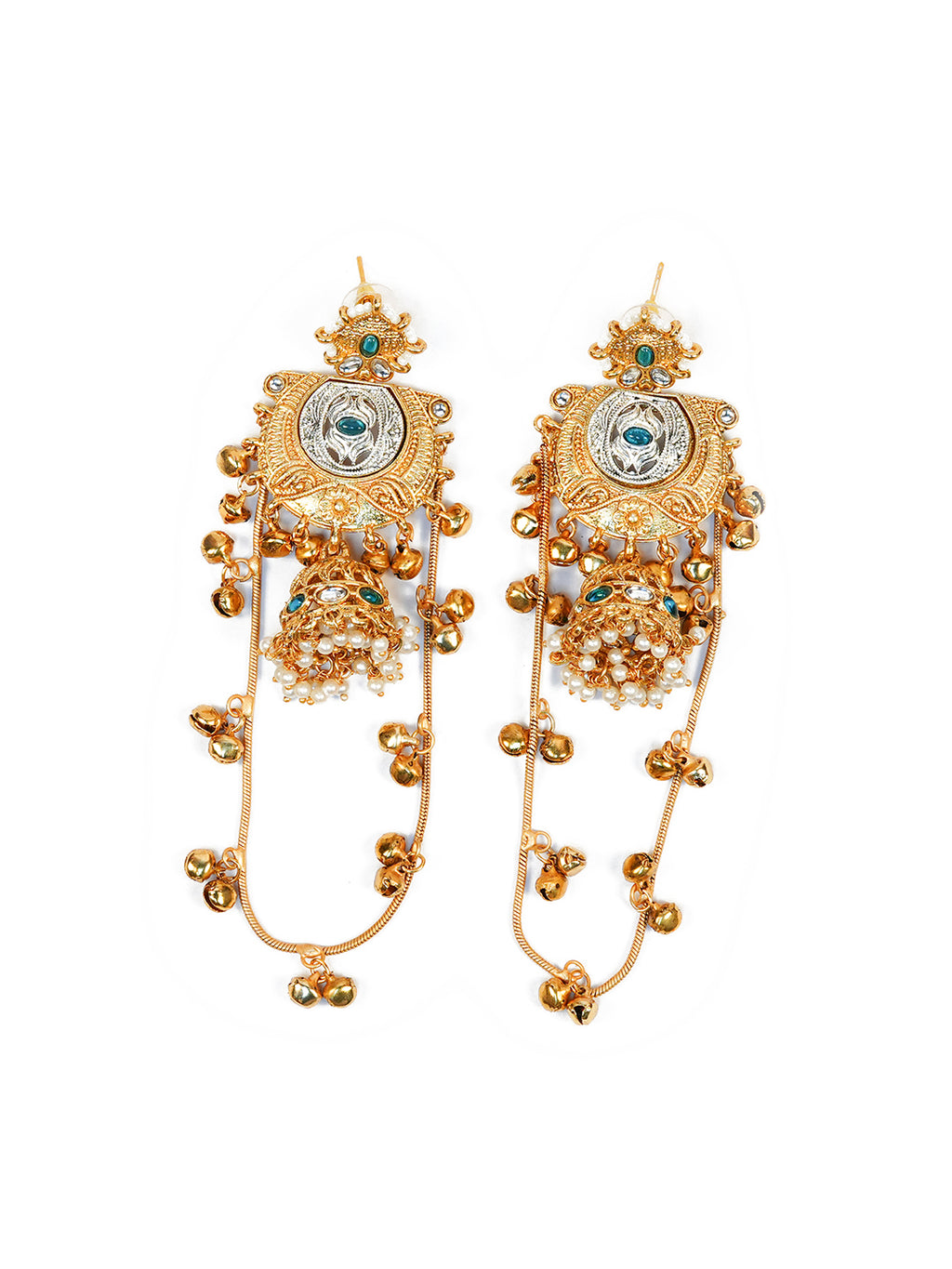 Aanura Gold Plated Temple Statement Earrings
