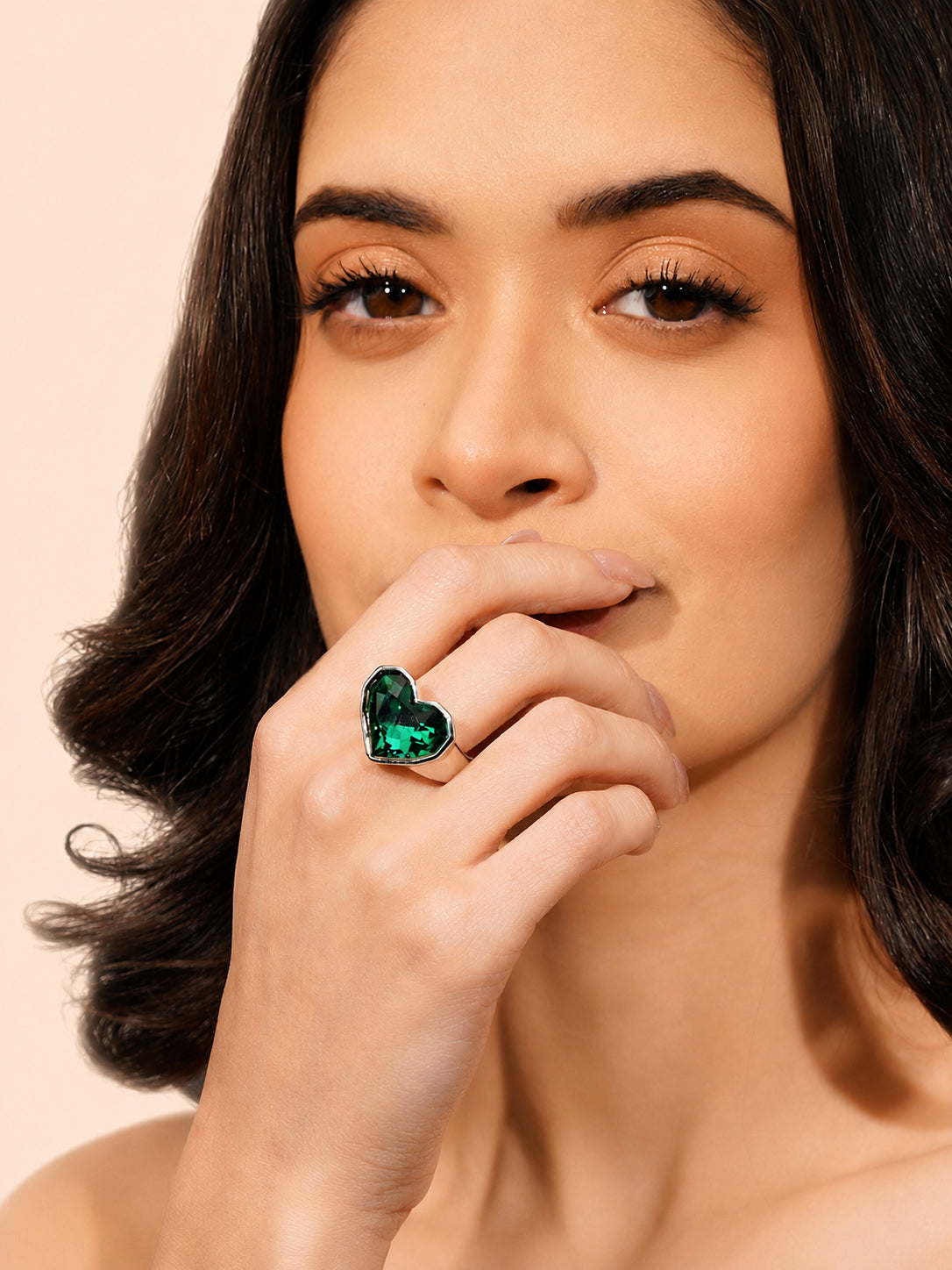 18K Gold Plated Heart Crystal Anti-Tarnish Waterproof Ring