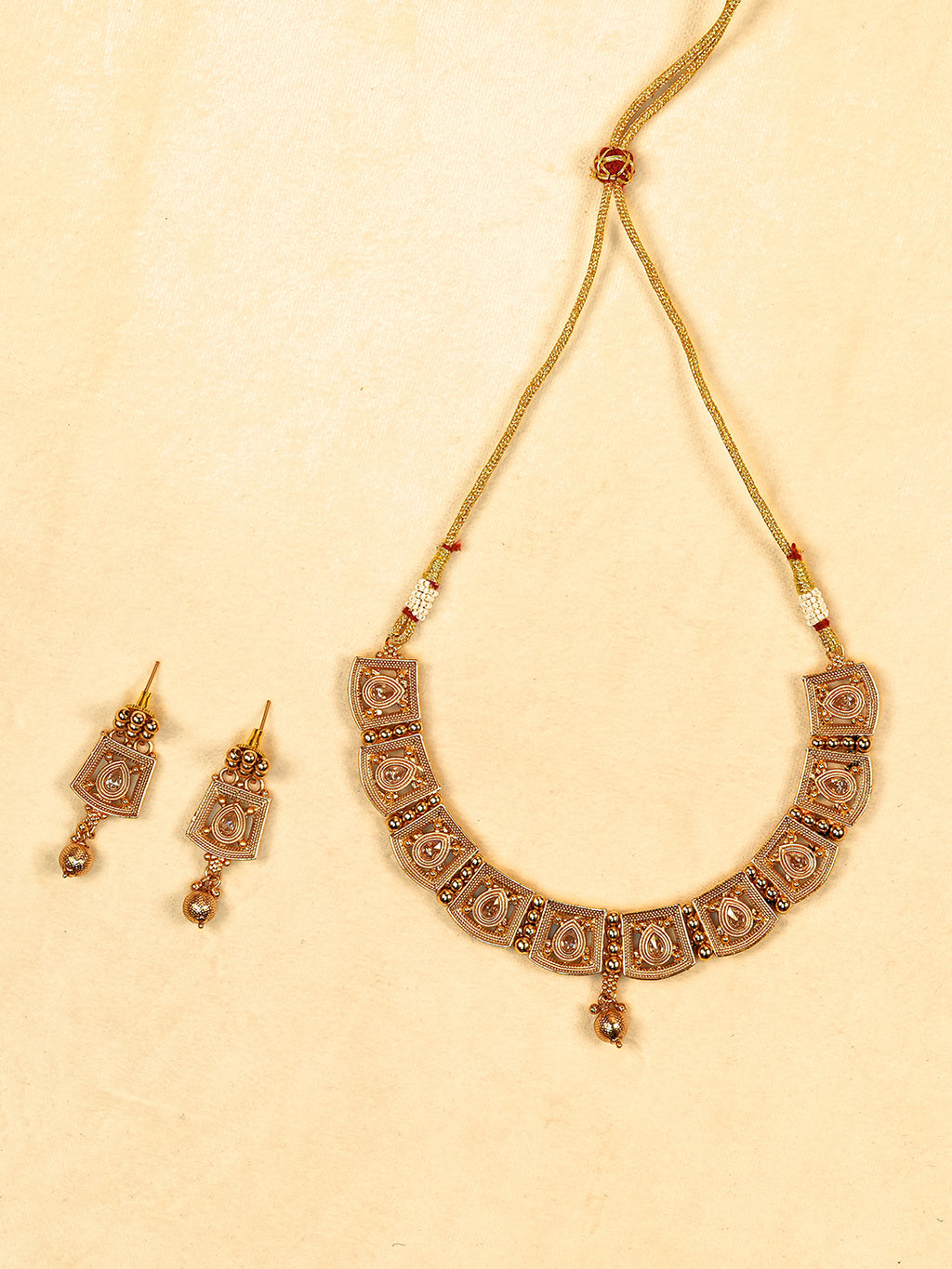 Aanura Gold Plated Heritage Panel Necklace Set