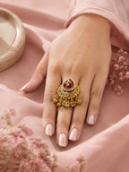 Aanura Gold-Plated Ruby Green Heritage Ring